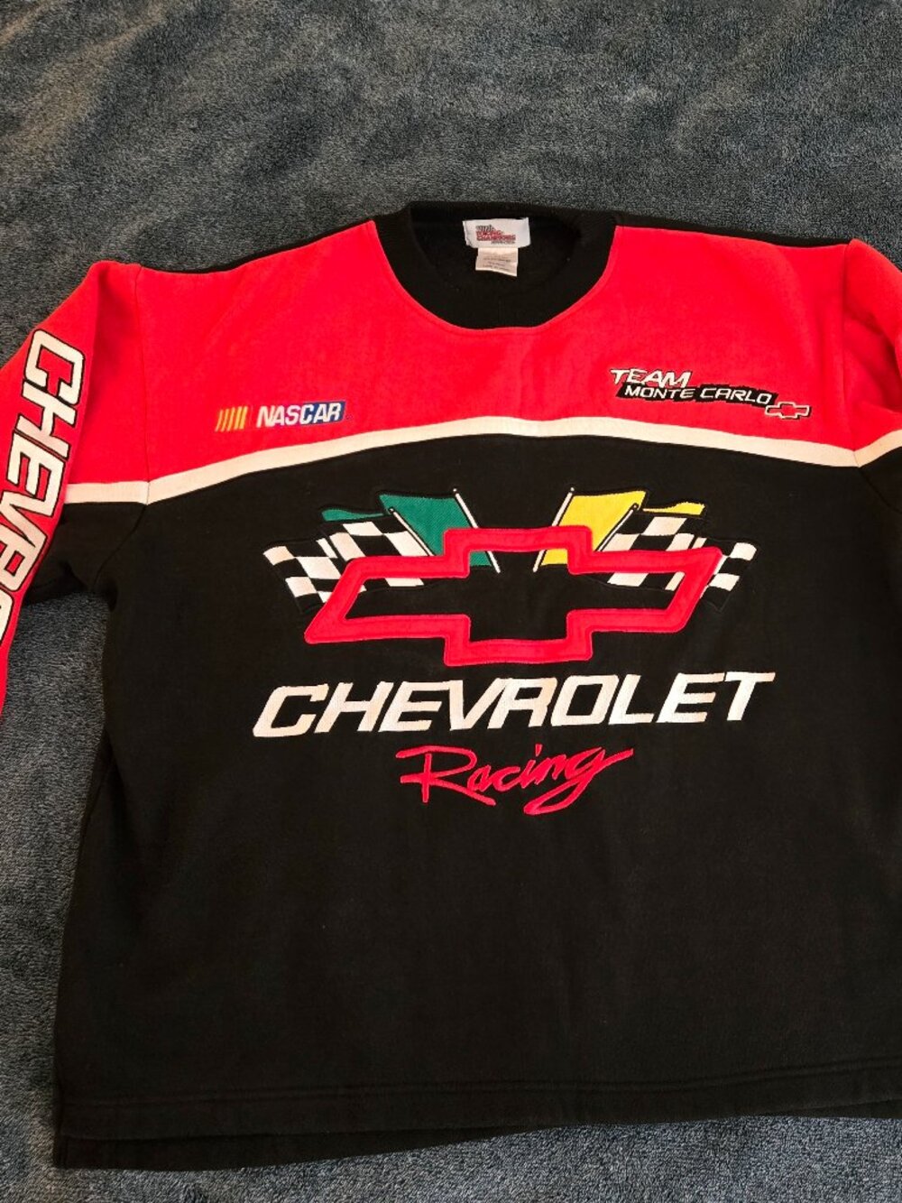 Vintage 90s Racing Champions Chevrolet NASCAR Logo Jacket Size M Black Red